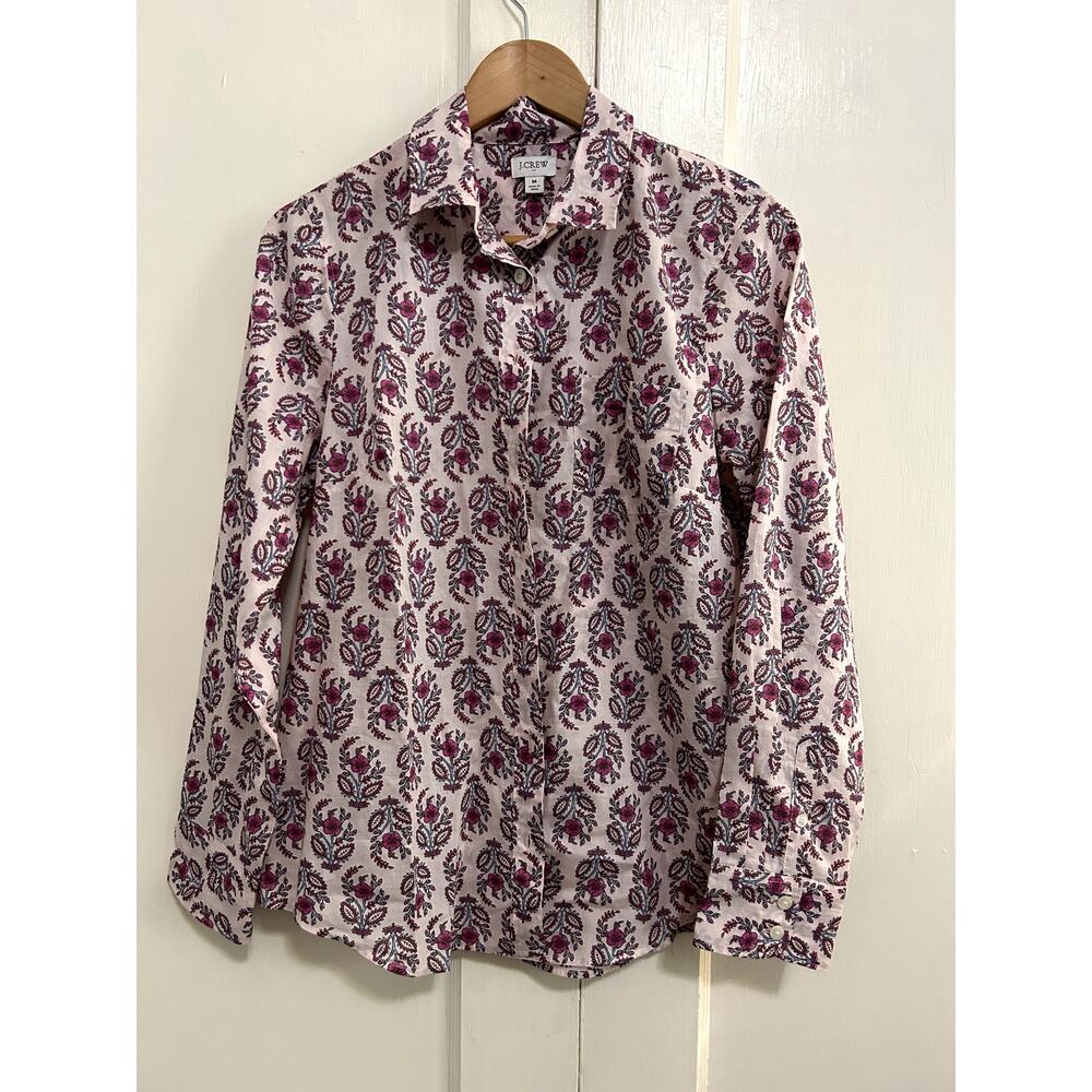 J CREW Size M Button Down Blouse Summery Professional Attire Casual Chic